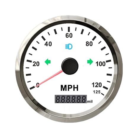 ELING Universal 85mm GPS Speedometer 125MPH Speedo Odometer Adjustable for Boat RV Car Truck Motorcycle 3 3/8 12V 24V with Backlight