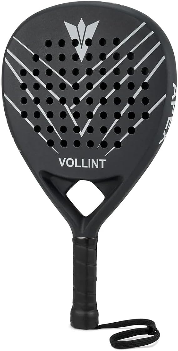 Apex Padel Racket, Carbon Fibre Teardrop Shape, Medium Balance, 365g Lightweight, Hard EVA Core for Power & Control, Rough Spin Surface, Intermediate/Advanced Padel Tennis Racket 