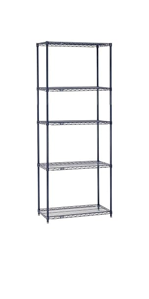 Nexel - 21"x24"x74", 5 Tier, Adjustable Wire Shelving Unit, NEXGuard Anti-Microbial Agent, NSF Listed Commercial Storage Rack, Blue Nexelon, Leveling feet