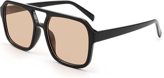 Karsaer Vision Retro Aviator Sunglasses Classic Vintage Square Frame 70s Double Bridge Sun Glasses