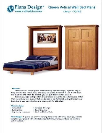 Plans Design Murphy Craftsman Vertical Queen Size Wall / Murphy Bed Woodworking 2QVWB