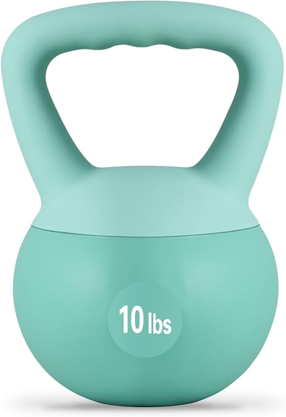 Soft Kettlebell Weights (5-30 lbs) - Iron Sand Filled for Home Gym, Strength Training & Fitness - Shock-Proof Design with Wide Non-Slip Handle - Dumbbell Alternative for Men & Women (Mint Green, 10 LBS)