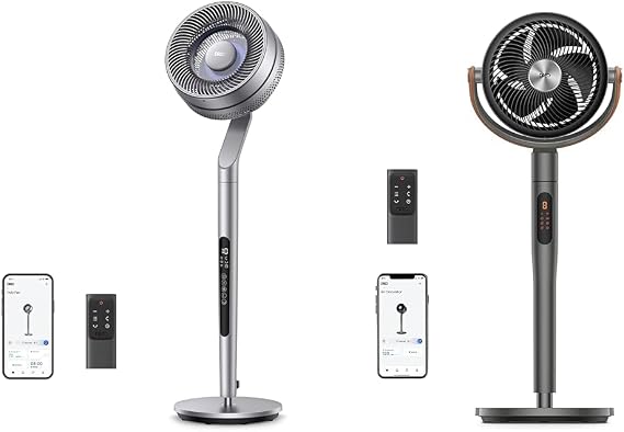 Dreo Pedestal Fans with Remote, 40-44" & 43" Height, 120+ Oscillating, 100ft Airflow, 10 Speeds, 6 Modes, 12H Timer, 23-25db, Wi-Fi/Voice Control