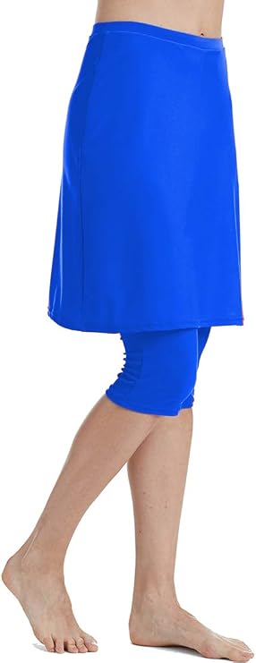 Akaeys Women's Swim Skirt with Attached Capri Leggings Sun Protection Athletic Sports Swimwear Bottom