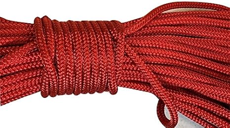 Double Braid Polyester Rope 1/4 Inch, Red