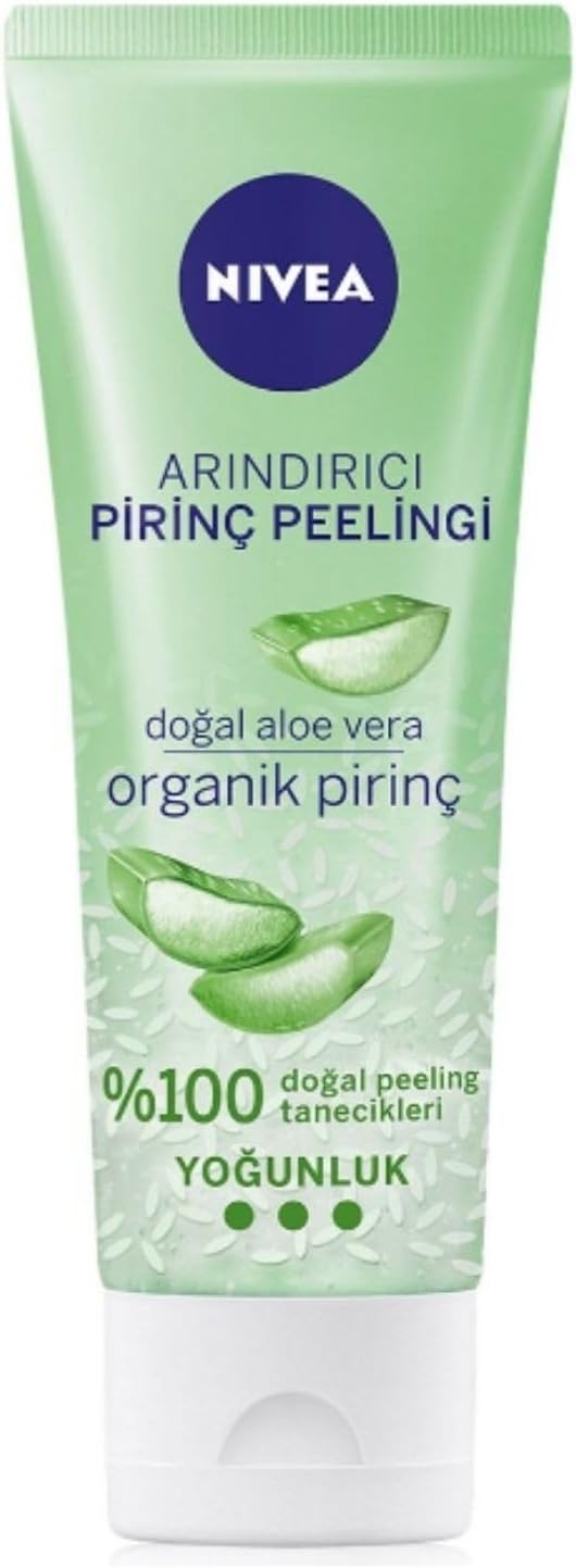 NIVEA Arındırıcı Organik Pirinç Peeling 75 ml, Karma Ciltler, Aloe Vera ile Yüz Bakım, Cildi Arındırır, Etkili Yüz Temizleme