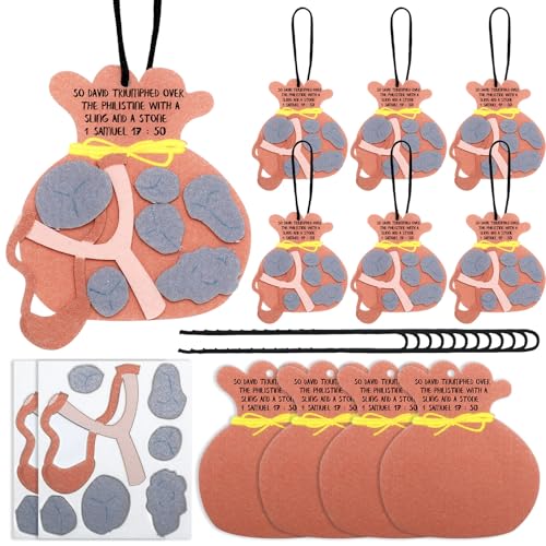 SmoothNovelty 24 Pcs David and Goliath Ornament Christian Craft Kit Bible Stories Sunday School Crafts for Holiday Fun Religious Home Activities