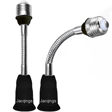 E26/E27 Light Socket Extender Adapter, 15 CM/5.9 Inch,E26 to E26 Flexible Extension,All-Directional Adjustable Standard Medium Screw Base Light Bulb Socket Converter (Back, 2)