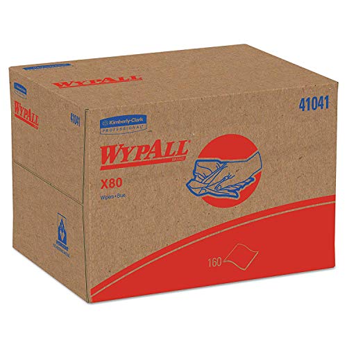 WypAll 41041 X80 Cloths, BRAG Box, HYDROKNIT, Blue, 12 12 x 16 45 Case of 160 Wipers