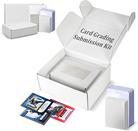 Trading Card Grading kit, 1 Storage Box, 25 semi-Rigid Card Holder and 50 Penny Sleeves (2-Set)