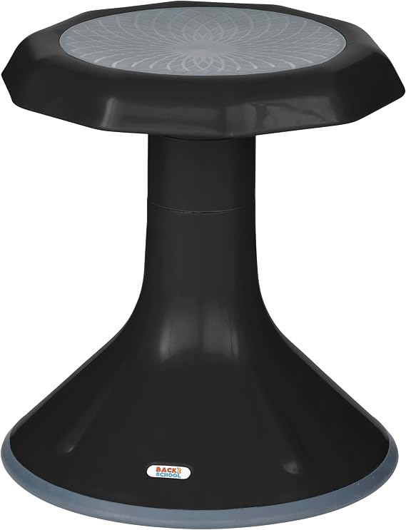 Back2School Express Wobble Sensory Stool, 15in Seat Height, Black | Durable plastic, GREENGUARD Gold Certified, 7-9 years, 150 lb capacity, fully assembled, flexible seating for classroom use