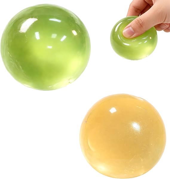 2 PCS Coconut Oil Stress Ball, Yellow and Green Slow Rising Squishy Balls, Soft Scented Squeeze Objects for Hand Relaxation, Sensory Stress Relievers for Desk or Home