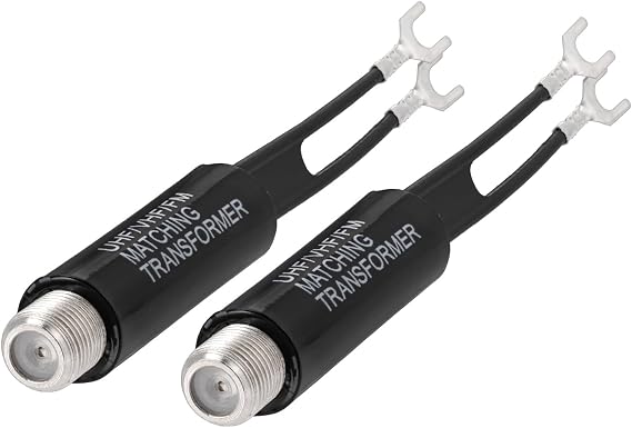 Bingfu 75 ohm F-Type to 300 ohm Twin-Lead UHF/VHF/FM Balun Antenna Matching Transformer Converter Coaxial Adapter Connector 2 Pack