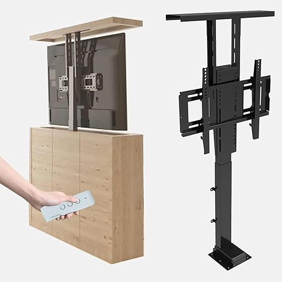 Motorised TV Bracket, Telescopic Lift Stand, 360° Rotation Electric Mechanism, Hidden TV Lift System for Seamless Cabinet Integration, Fits Most TVs