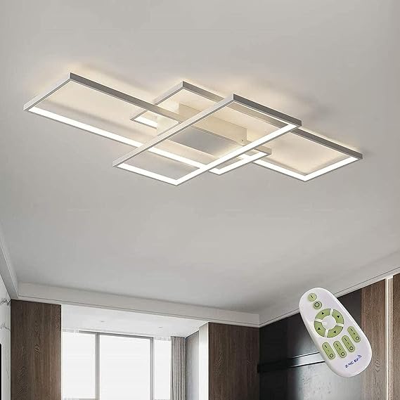 LED Ceiling Light, 45W Modern Dimmable Ceiling Lighting, Square Ceiling Lamp with Remote Control for Living Room Dining Room Bedroom, 2700-6500K Close to Ceiling Light Fixture (White, 80CM) [Energy Class B]