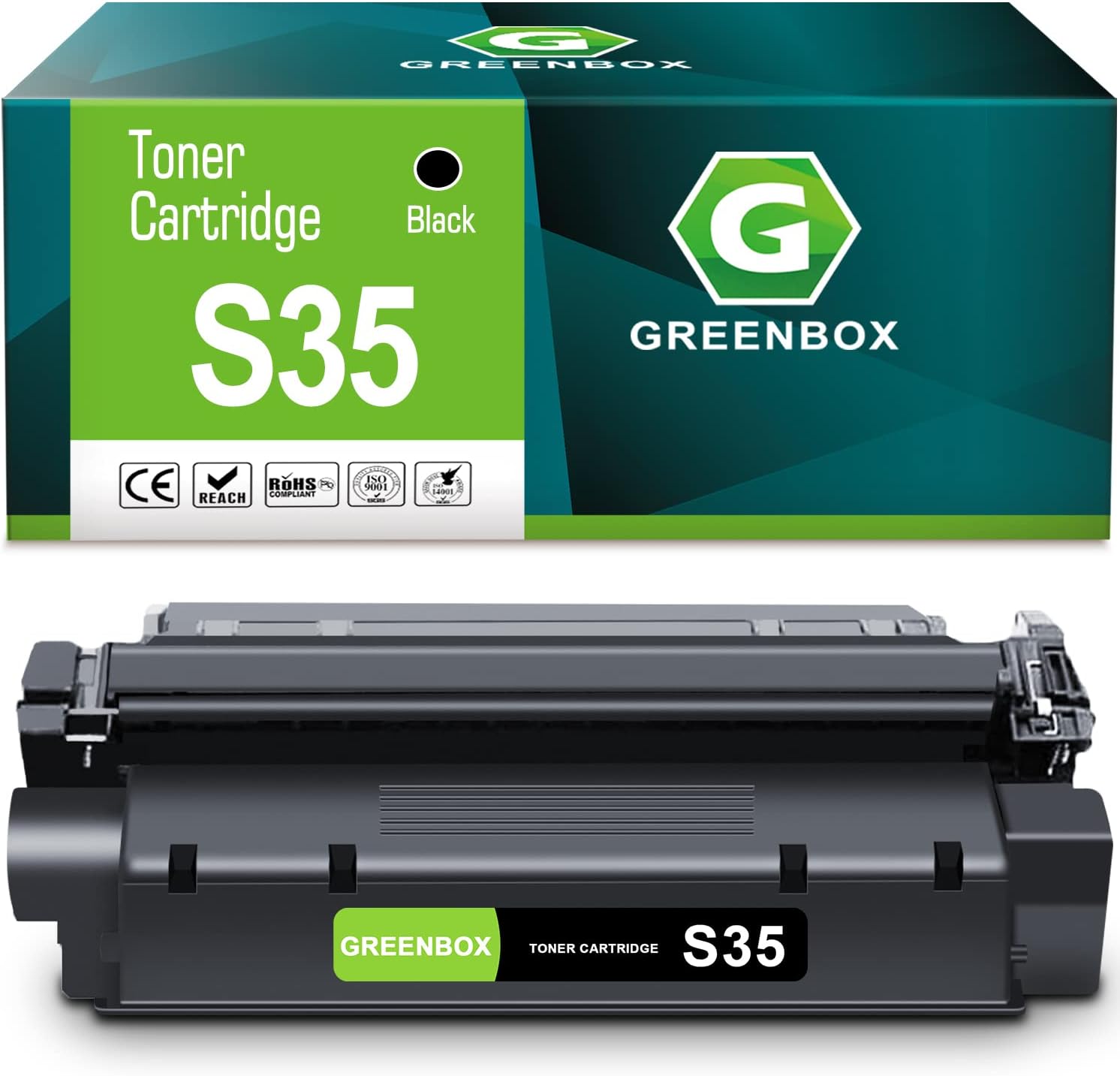 GREENBOX Compatible Canon S35 Toner Cartridge Replacement for Canon 7833A001AA Toner for imageCLASS D300 D310 D320 D340 D360 D383 Faxphone L170 L360 L380S Laser Class PC-D320 PC-D340 1 Black