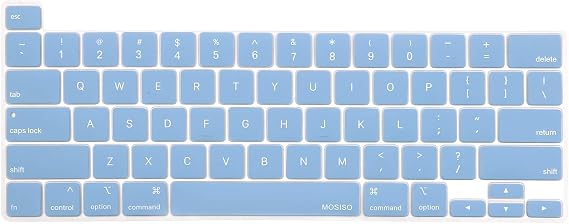 MOSISO Keyboard Cover Compatible with MacBook Pro 13 inch M2 M1 | 2023-2020 A2338 A2289 A2251&Compatible with MacBook Pro 16 2020 2019 A2141 Touch ID, Protective Silicone Skin, Airy Blue