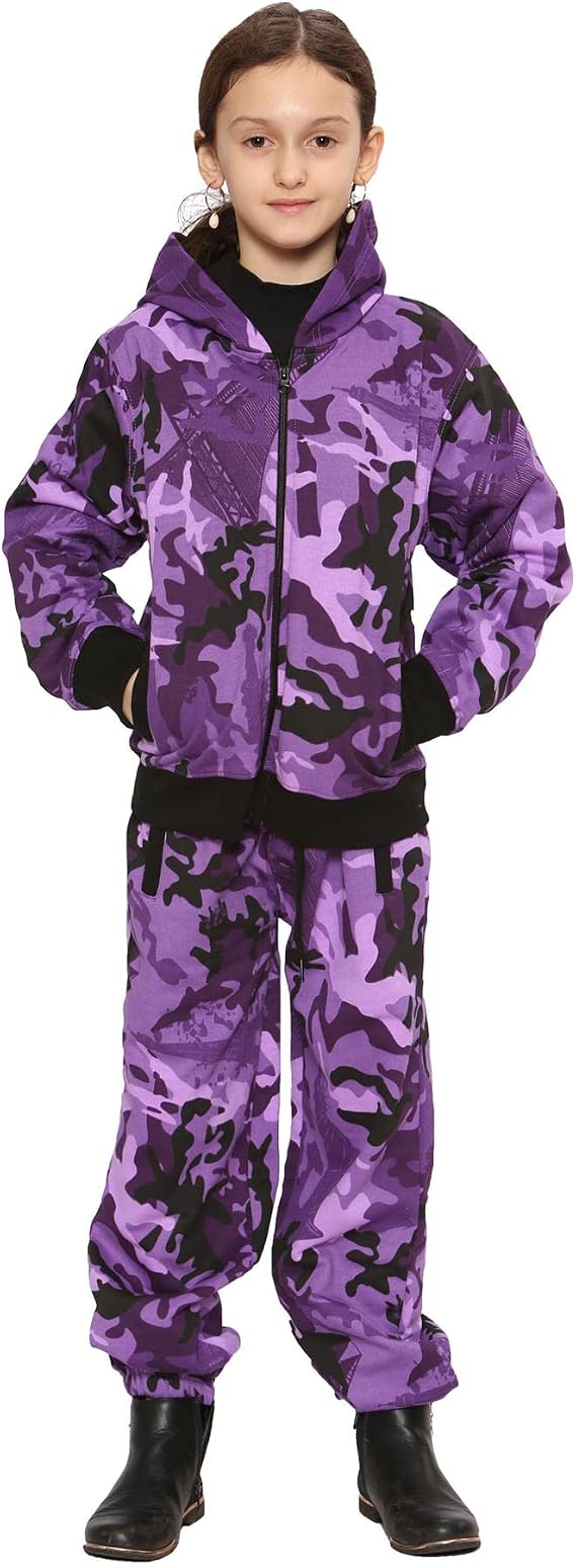 A2Z 4 Kids Tracksuit Boys Girls Designer Camouflage Print Zipped Top Hoodie & Botom Jogging Suit Age 2 to 13 Years