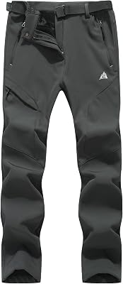 MOERDENG Womens Fleece Lined Snow Ski Pants Waterproof Softshell Pants Winter Warm Insulated Hiking Pants