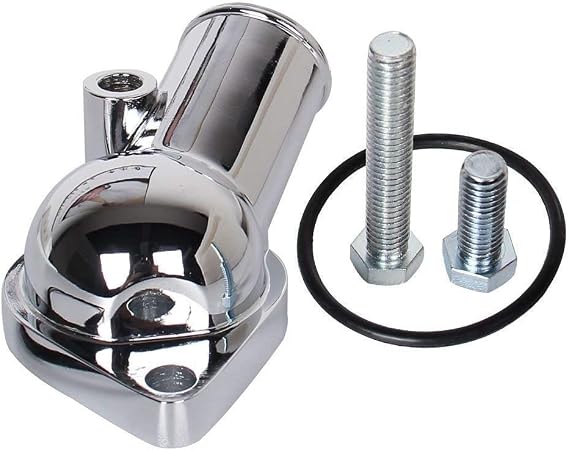 CarBole 21 Degree Chrome Water Neck Thermostat Housing Fit For Chevy V8 5.7L 350 454 Small Big Block