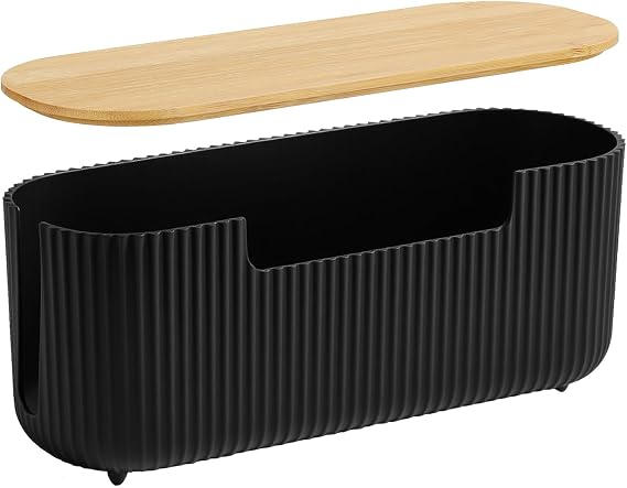 Cable Management Box,Desk Cable Tidy Box,Cord Organizer for Storage Organising Management Desk TV Computer USB Hub Strips Cords Cables Organised Box Black 30 * 12.5 * 11CM