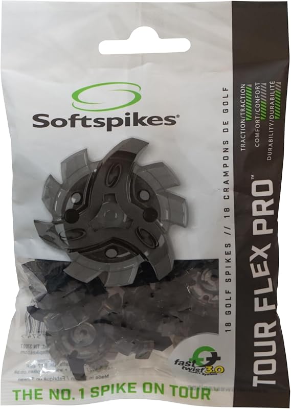 Softspikes Tour Flex Pro Golf Cleats Fast Twist 3.0-18 Spikes - Black