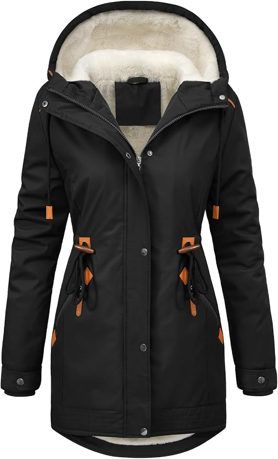 HEEKPEK Women's Winter Coats Thicken Soft Fleece Lined Parka Jacket Hooded Warm Coat Outerwear with Pockets Overcoat Snow