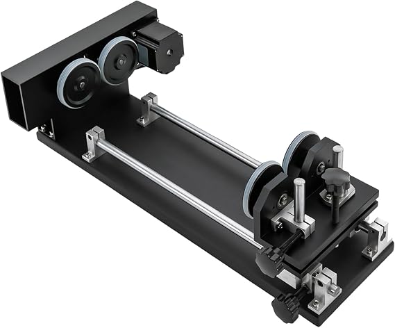 Laser Rotary Attachmen with 2-Phase Stepper Motor Engraver Rotary Axis Attachment Suitable for 50W, 60W, 80W, 100W, and 130W CO2 Laser Engraver for Cylindrical Objects Carving Cutting, Marking