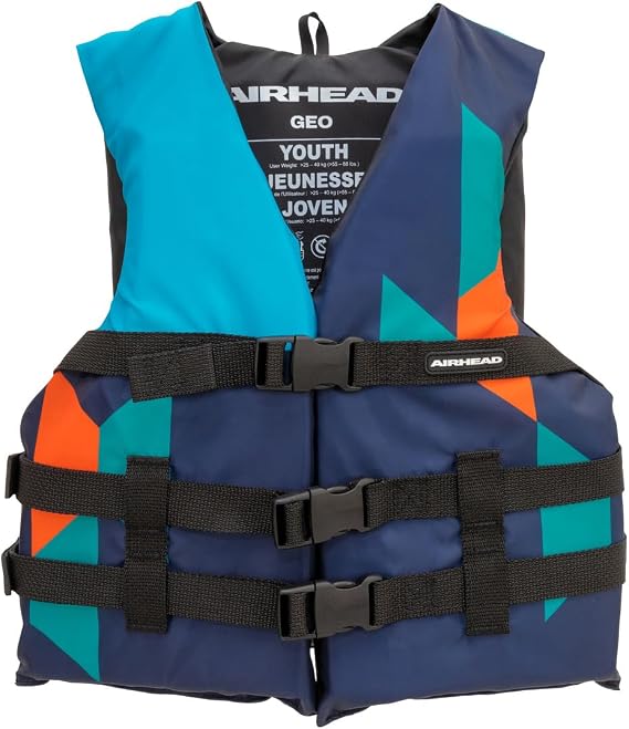 Airhead GEO General Boating Life Vest Multiple Sizes - Swim Vests for Adults, Children & Youth - Durable Polyester & PE Foam - USCG Approved