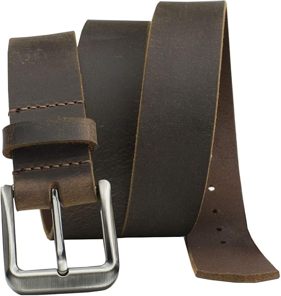 Roan Mountain Distressed Leather Belt - Brown USA Made Full Grain Leather with Certified Nickel Free Buckle