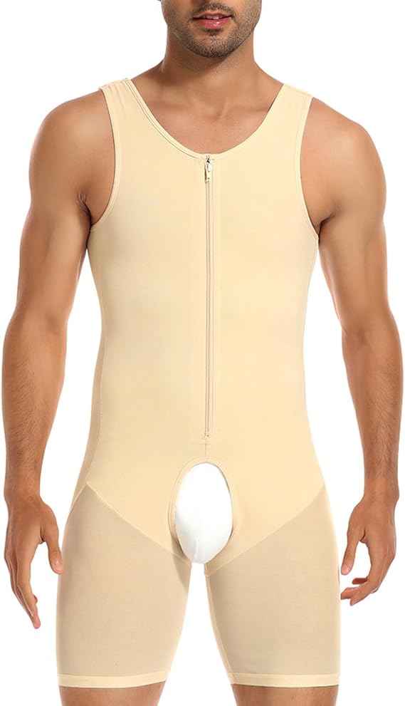 Men's Shapewear Bodysuit Padded Butt Booster Tummy Control Full Body Shaper Padded Underwear Boxer Briefs