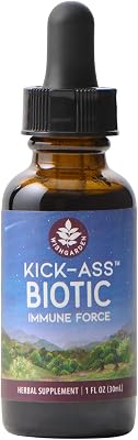 WishGarden Herbs Kick-Ass Biotic Immune Hero - Plant-Based Herbal Biotic Formula with Usnea Lichen, Hops, Echinacea & Goldenseal, Supports Healthy Immune, Respiratory & Lymph System Function, 1oz