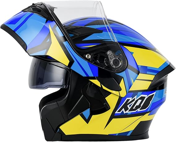Flip Up Front Motorbike Helmets Modular Motorcycle Helmets with Double Visor Flip Up Full-Face Helmets ECEDOT Approved Racing Crash Helmet for Adults Men Women Motocross Helmet