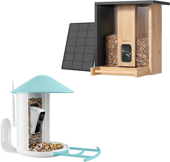 Birdfy Camera Blue Plus Bamboo AI Bird Feeder Camera with Solar Panel