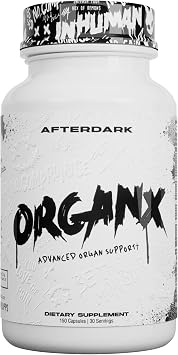 AFTERDARK OrganX Organ Support, Comprehensive Supplement, Promotes Healthy Heart, Liver, Kidneys, Stomach, Brain, Skin, and Lung Function, Advanced Detoxification and Wellness Formula (150 Capsules)
