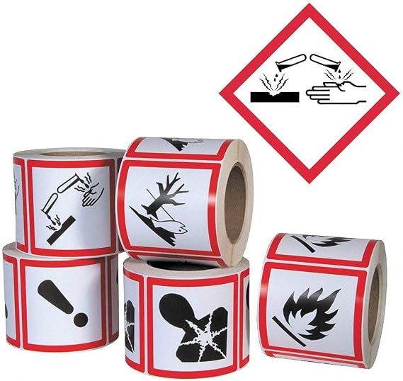 GHS Safety Pictogram Label, Corrosive, PK500 - GHS1260