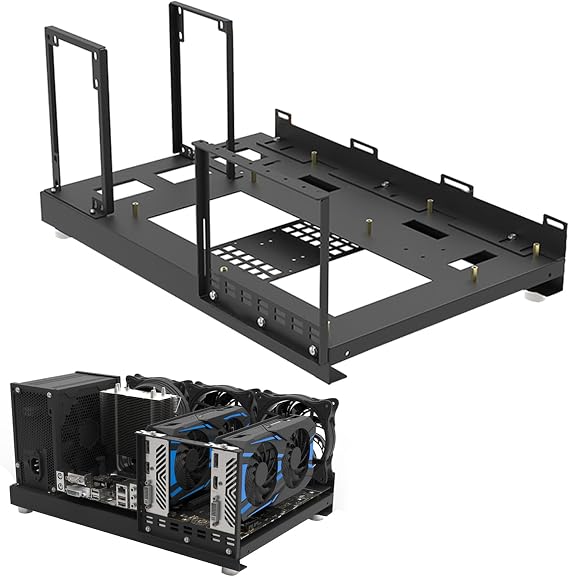 computer motherboard rack, 402x265x151mm open air chassis case, D-IY computer motherboard case rack, motherboard chassis set, open aluminum frame chassis rack, open chassis motherboard bracket, bare
