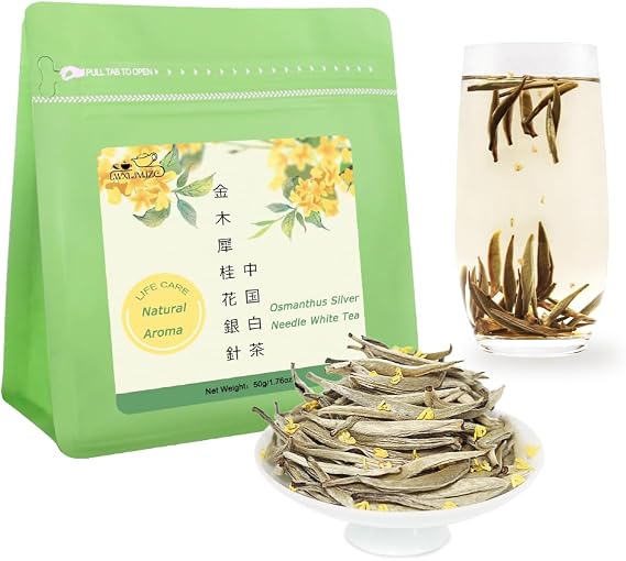 LWXLJMJZC Osmanthus Falvor Silver Needle White Tea-Loose Leaf-Osmanthus Blended 50g/1.76oz
