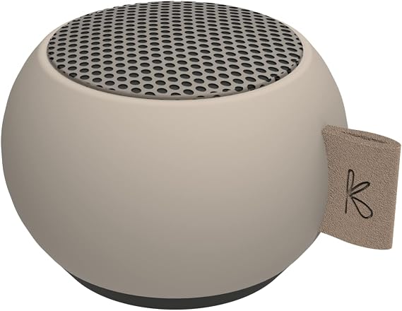 KREAFUNK aGO mini Portable Bluetooth Speaker, Water Resistant (IPX5), Up to 12 Hours of Wireless Play, Stereo Sound, Wireless Speaker for Indoor and Outdoor (Beige)