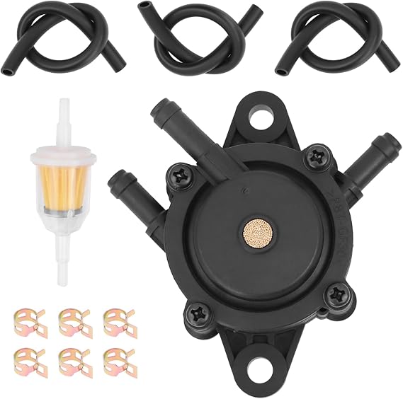 808492 Fuel Pump with Filter and Oil Hose Compatible with Briggs and Stratton Kohler 17HP-25HP Kawasaki John Deere Cub Cadet Yamaha Golf Cart Lawn Mower Mikuni Fuel Pump Replace# 808656
