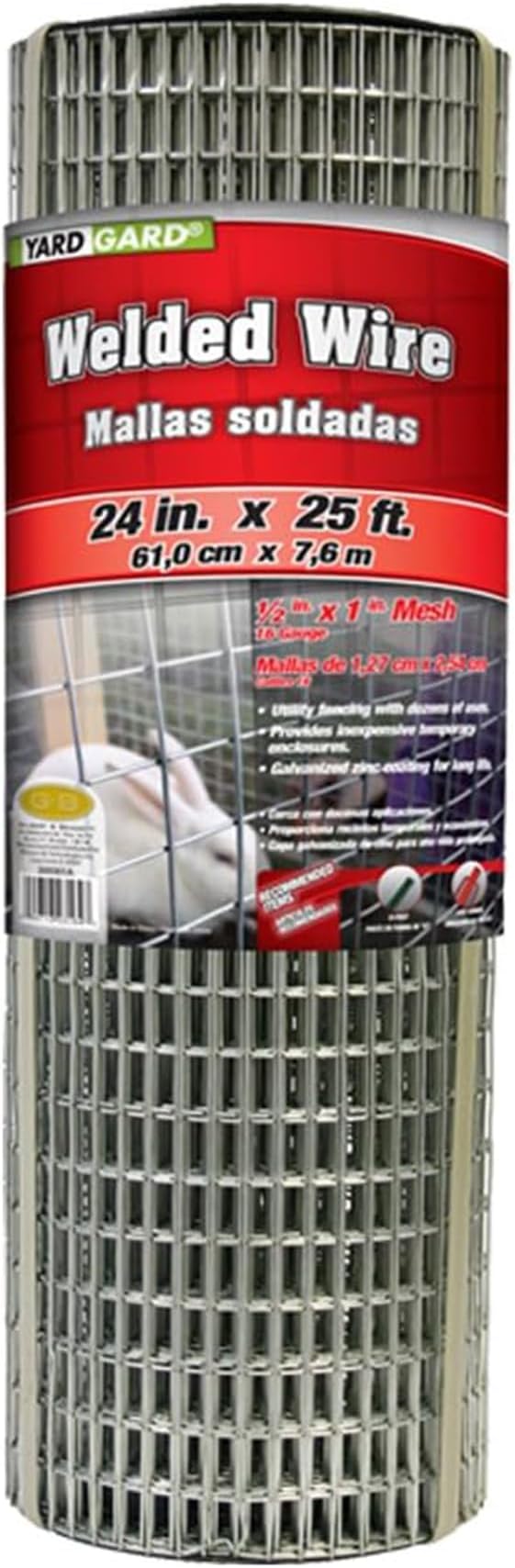 YARDGARD 1 in. x 2 in. Mesh Welded Wire Fence 25 ft. x 24 in. 14Gauge Galvanized Steel for Animal Enclosures | Cage Wire | Property Protection | Garden Fence | Rabbit Fence | Utility Fence