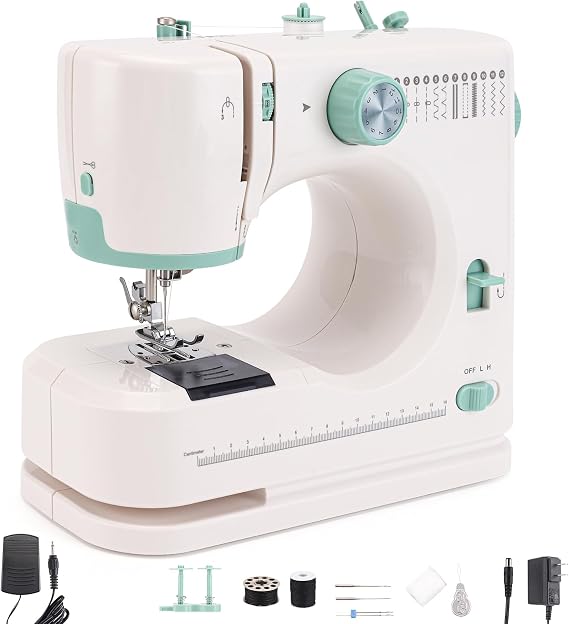Sewing Machine for Beginners Twin Needles Sewing Machines with 12 Built-in Stitches Lightweight Portable Free Arm Design for Mending Clothes, DIY Quilting, and Small Projects