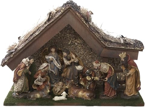 Kurt Adler 12-Inch Nativity Set with Stable and 10 Figures
