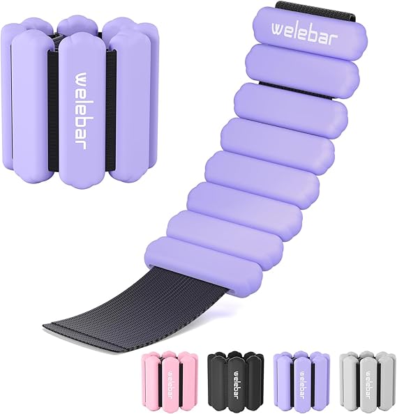 Adjuestable Wrist Weights for Women, Set of 2(1 lb Each) Wearable Silicone Ankle Weights for Running, Yoga, Fitness Training, Aerobics, Pilates