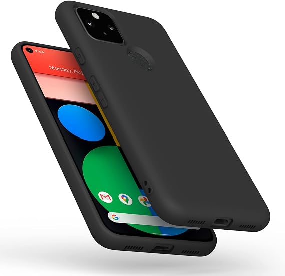 Amzpas TPU Case for Google Pixel 5, Soft Protective Shockproof Phone Cover, Durable Anti-Scratch Smart Phone Case for Women Men Black