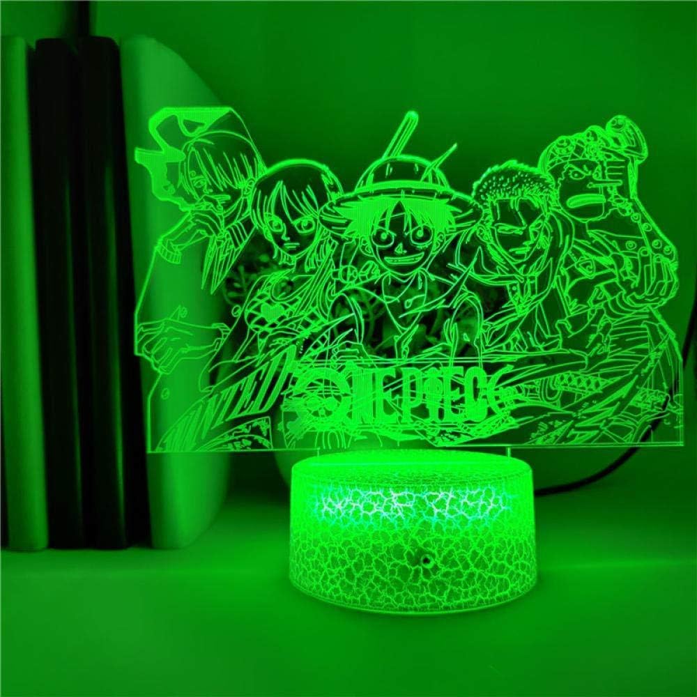 3D Illusion Lamp LED Night Light App Control Anime One Piece Straw Hat Pirate Team Table Lamp Colorful Touch Desk Lamp Decoration Best Gift for Kids