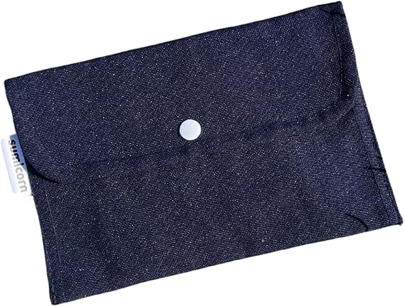 Soft Keten Yıkanabilir Çıtçıt Detaylı Kadınlar için Ped Çantası,Mini Kozmetik Makyaj Çantası,Ped Kesesi,Cüzdan,Kartlık (lacivert)