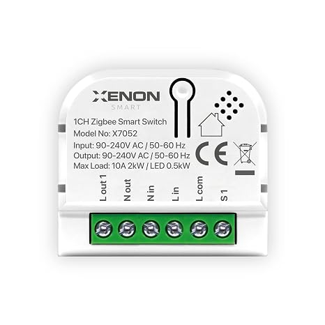 Xenon Smart Zigbee Akıllı Tekli Anahtar Işık Şalteri Röle Modülü Mobil Uygulama Denetimli Tuya Uyumlu Google Home/Alexa Destekli Switch X7052