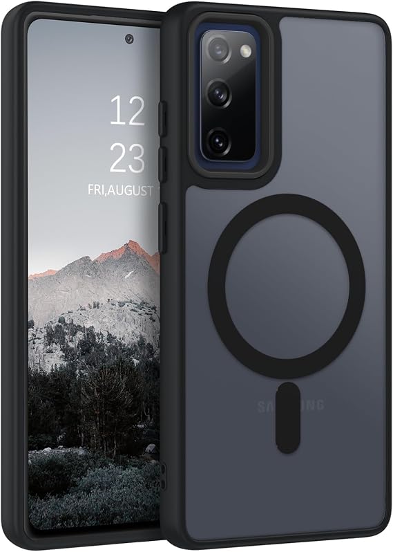DUEDUE for Samsung Galaxy S20 FE Case Magnetic[Compatible with Magsafe], Translucent Matte Back Full Body Protective Cover Anti-Scratch Shockproof Phone Case for Samsung S20 FE 4G/5G, Black