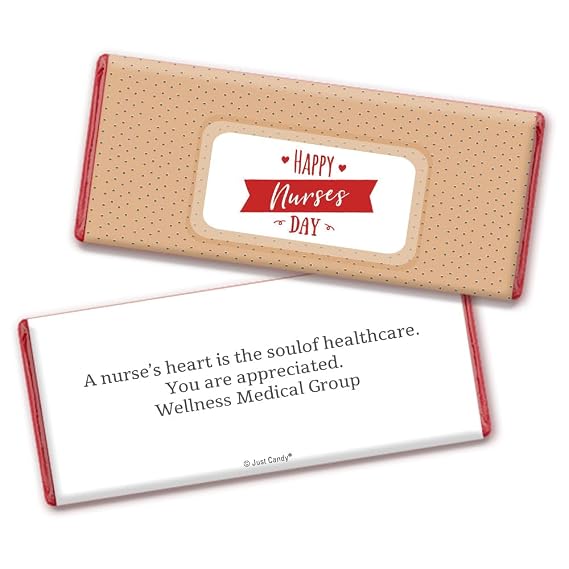 Nurse Appreciation Candy Favors Personalized Milk Chocolate Bars (12 Bars) - Red Foil